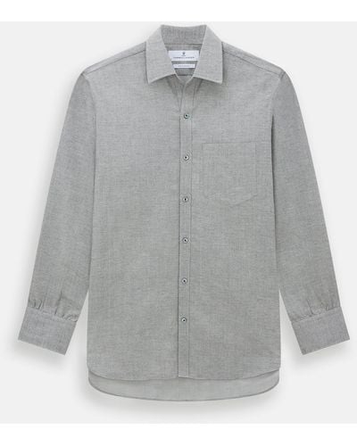 Turnbull & Asser Grey Herringbone Chelsea Shirt