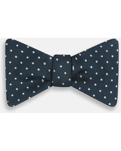 Turnbull & Asser Navy Micro Dot Silk Bow Tie - Blue