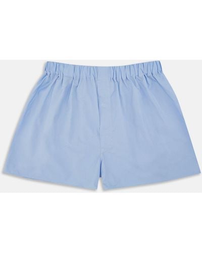 Turnbull & Asser Plain Blue Cotton Boxer Shorts