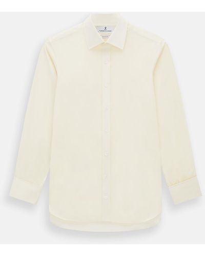 Turnbull & Asser Cream Cotton Shirt With T&a Collar And Double Cuffs - White