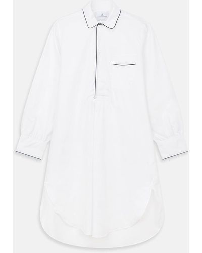 Turnbull & Asser White Piped Cotton Nightshirt
