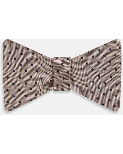 Turnbull & Asser Navy And Taupe Micro Dot Silk Bow Tie - Grey