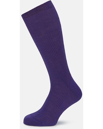 Turnbull & Asser Violet Mid-length Merino Socks - Purple