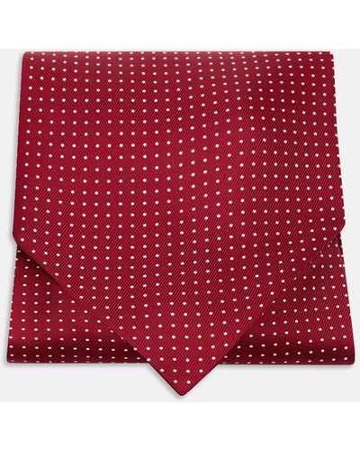 Turnbull & Asser Burgundy And White Mini Spot Silk Ascot Tie - Red