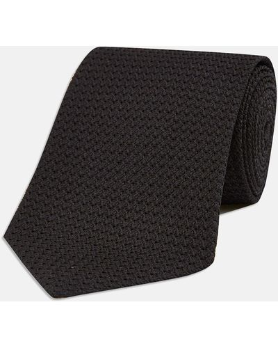 Turnbull & Asser Black Grenadine Silk Tie