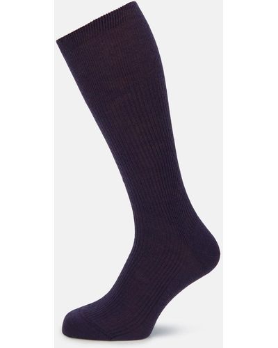 Turnbull & Asser Dark Purple Mid-length Merino Socks