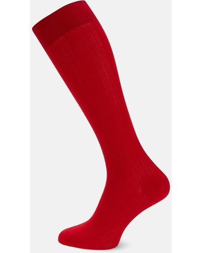 Turnbull & Asser Scarlet Long Cotton Socks - Red