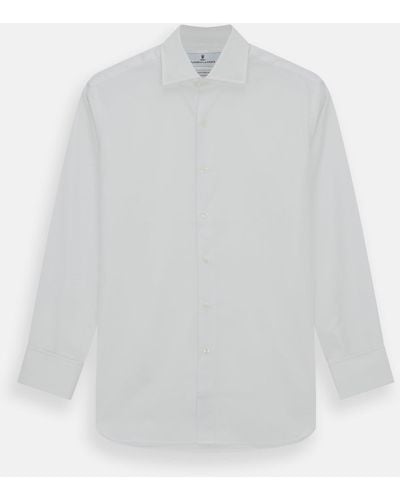Turnbull & Asser Tailored Fit Plain White Cotton Shirt With Kent Collar And Double Cuffs