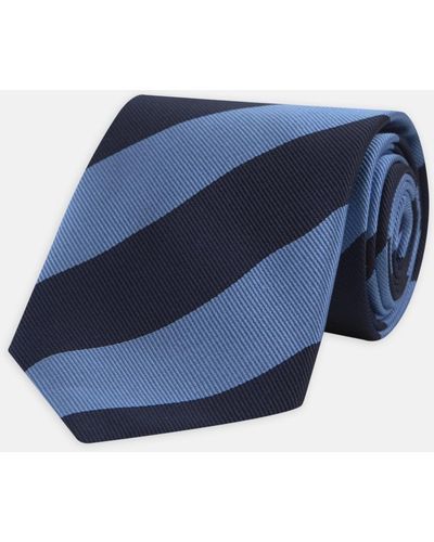 Turnbull & Asser Navy And Blue Block Stripe Repp Silk Tie