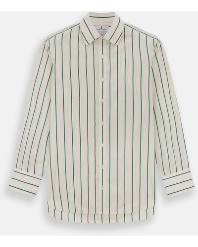 Turnbull & Asser Green Track Stripe Mayfair Shirt - Grey