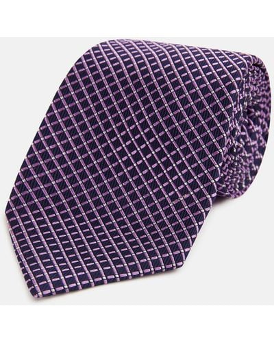 Turnbull & Asser Purple And Navy Diamond Silk Tie