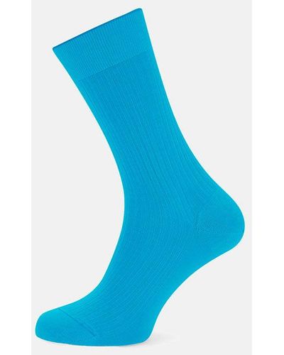 Turnbull & Asser Turquoise Short Cotton Socks - Blue