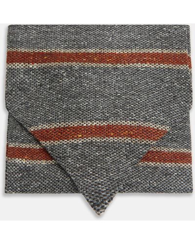 Turnbull & Asser Red Block Stripe Silk Cravat - Grey