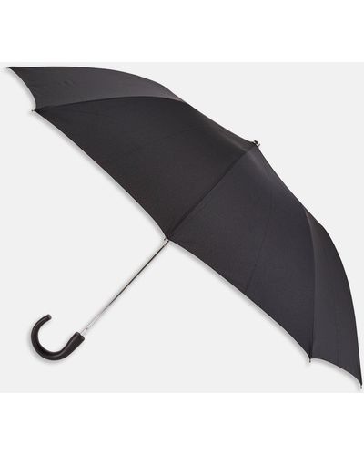 Turnbull & Asser Black Telescopic Umbrella With Black Maple Crook