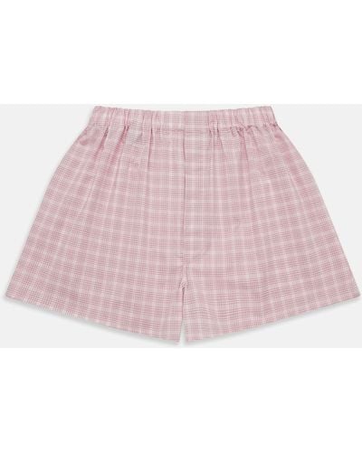 Turnbull & Asser Pink Multi Check Cotton Godfrey Boxer Shorts