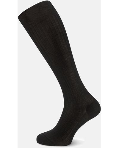 Turnbull & Asser Black Long Cotton Socks
