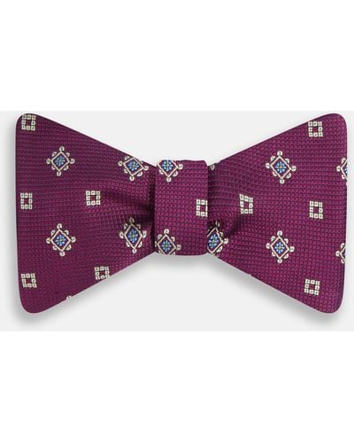 Turnbull & Asser Magenta Motif Silk Bow Tie - Purple