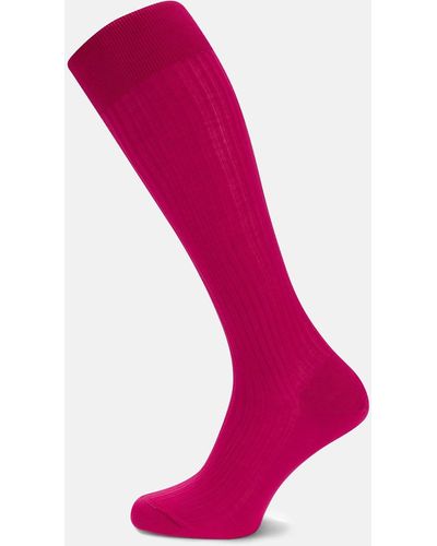 Turnbull & Asser Hot Pink Long Cotton Socks