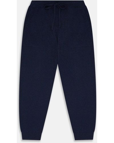 Turnbull & Asser Navy Cashmere Knitted Lounge Pyjama Trouser - Blue