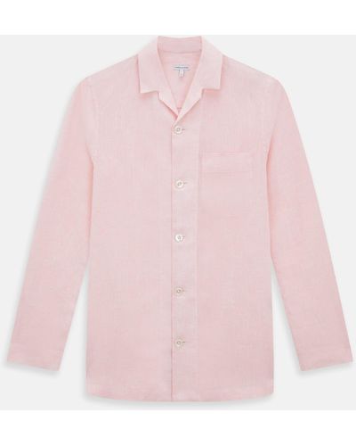 Turnbull & Asser Pale Pink Linen Pyjama Shirt