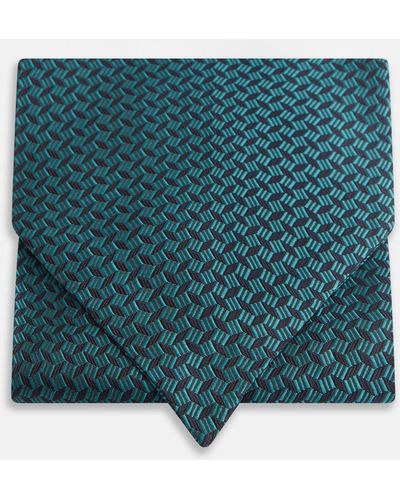 Turnbull & Asser Turquoise Geometric Silk Cravat - Blue