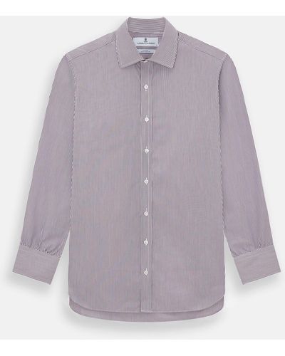 Turnbull & Asser Burgundy Shadow Stripe Mayfair Shirt - Purple