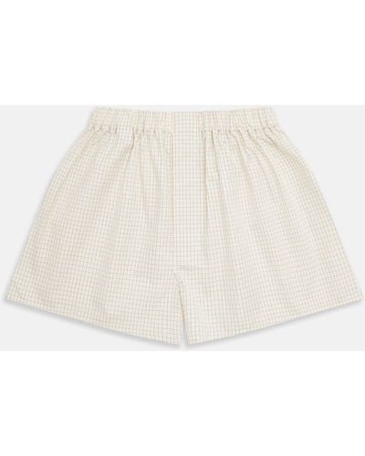Turnbull & Asser Yellow And Blue Check Cotton Re-purpose Godfrey Boxers - Natural