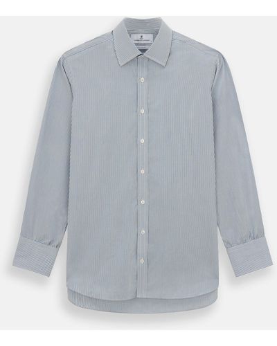 Turnbull & Asser Blue And White Pencil Stripe Mayfair Shirt