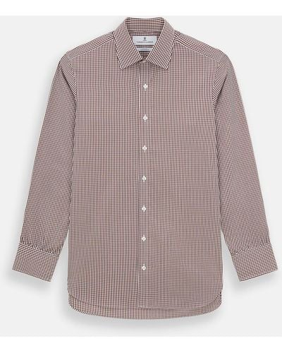 Turnbull & Asser Burgundy Multi Micro Check Mayfair Shirt - Purple