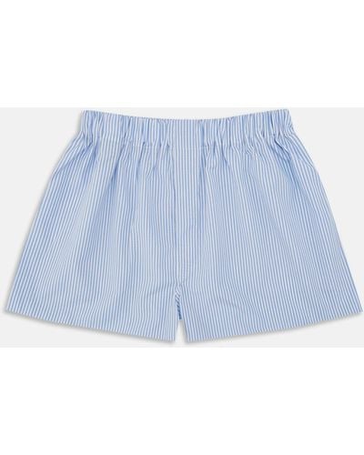 Turnbull & Asser Light Blue Bengal Stripe Cotton Boxer Shorts