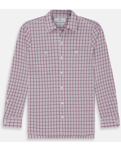 Turnbull & Asser Purple Graph Overlay Check Piccadilly Shirt