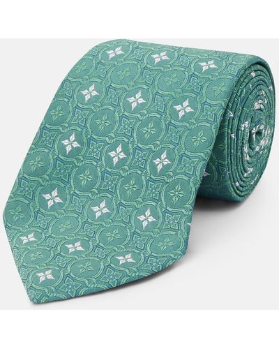 Turnbull & Asser Green Multi Neat Silk Tie