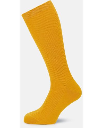 Turnbull & Asser Yellow Mid-length Merino Socks