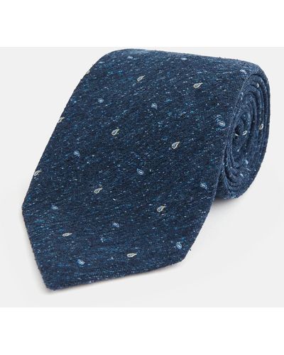 Turnbull & Asser Navy Micro Paisley Silk Tie - Blue