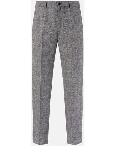 Turnbull & Asser Grey And Red Check Rupert Trousers