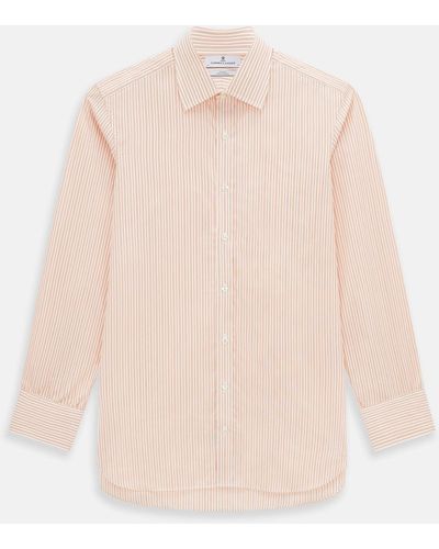 Turnbull & Asser Orange Ticking Stripe Mayfair Shirt - Pink