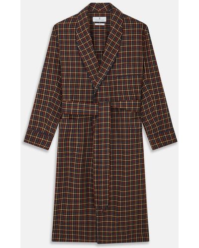 Turnbull & Asser Blue, Yellow, And Red Multi Check Wool Arnold Gown - Brown