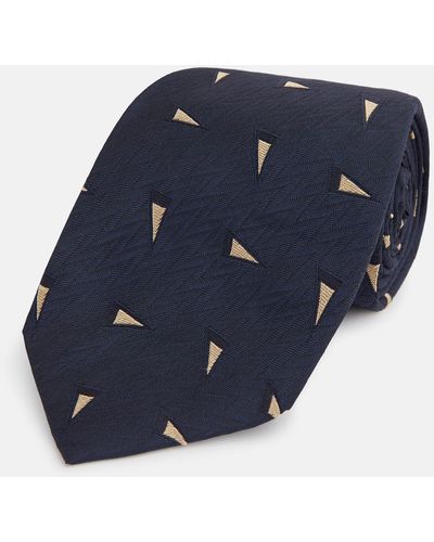 Turnbull & Asser Navy Triangle Silk Tie - Blue