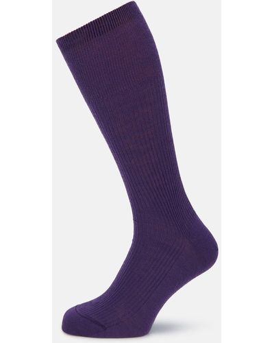 Turnbull & Asser Purple Mid-length Merino Socks