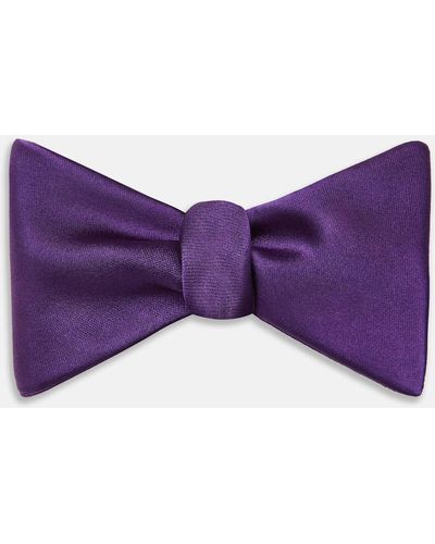 Turnbull & Asser Plum Plain Satin Silk Bow Tie - Purple