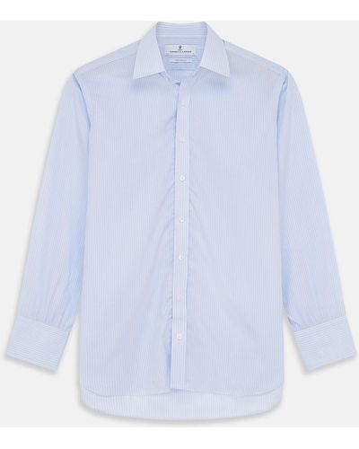 Turnbull & Asser Light Blue Multi-stripe Cotton Regular Fit Mayfair Shirt