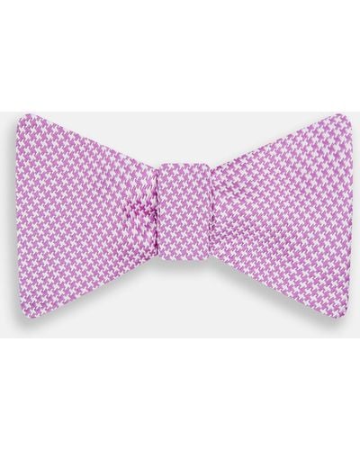 Turnbull & Asser Pink And White Hounstooth Silk Bow Tie - Purple