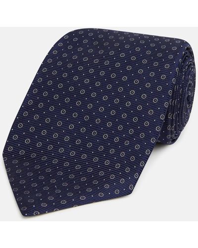 Turnbull & Asser Navy And Grey Circle Silk Tie - Blue