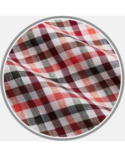 Turnbull & Asser Red And Green Check Linen Blend Fabric