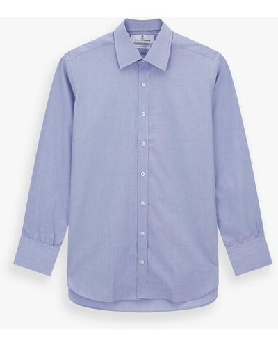 Turnbull & Asser Blue End-on-end Cotton Shirt With T&a Collar And 3-button Cuffs