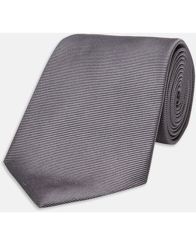 Turnbull & Asser Dark Grey Horizontal Twill Silk Tie