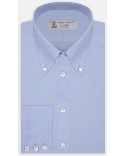 Turnbull & Asser Light Blue Royal Oxford Cotton Shirt With Button-down Collar And 3-button Cuffs