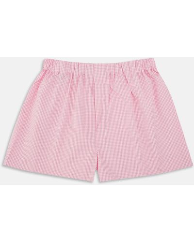 Turnbull & Asser Pink Gingham Cotton Boxer Shorts