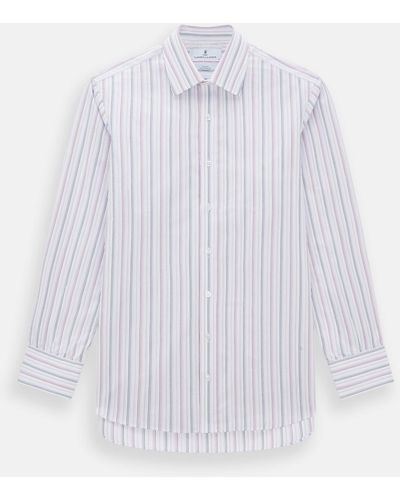 Turnbull & Asser Purple And Blue Multi Stripe Mayfair Shirt - White
