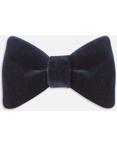 Turnbull & Asser Navy Velvet Bow Tie - Blue